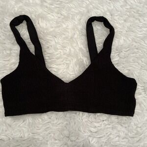 Alo Yoga Waffle Weekend Escape Bra Ribbed Athletic Workout Top Size M